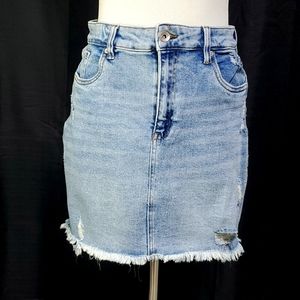 Kendall+Kylie stretchy, distressed denim mini skirt
